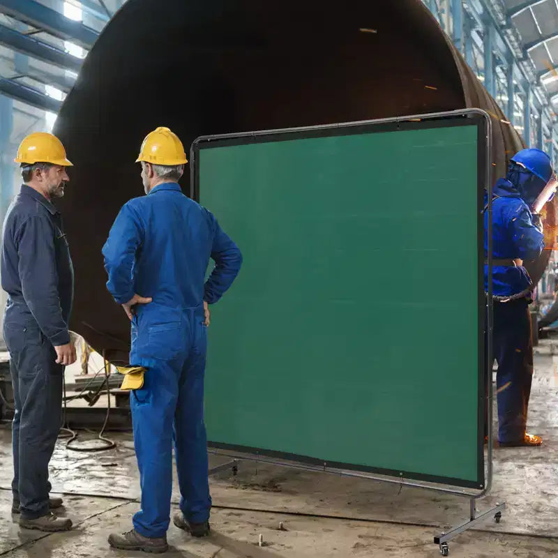 Schermo di protezione per saldatura con telaio, tenda di saldatura da 6' x 6', schermo di protezione in vinile ignifugo su 4 ruote girevoli, verde