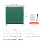 Schermo di protezione per saldatura con telaio, tenda di saldatura da 6' x 6', schermo di protezione in vinile ignifugo su 4 ruote girevoli, verde