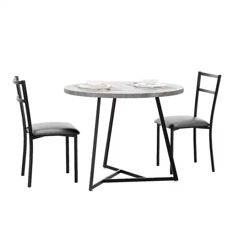 Set da Pranzo Rotondo per 2 Persone - Tavolo Salvaspazio e Sedie Imbottite, Set da Cucina Moderno per Piccoli Spazi