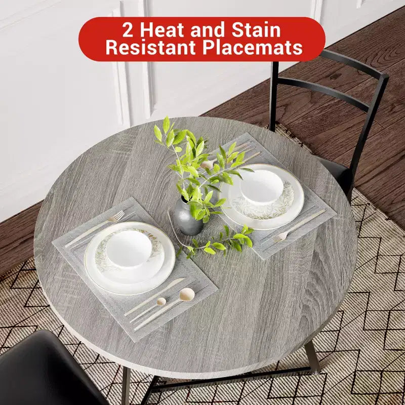 Set da Pranzo Rotondo per 2 Persone - Tavolo Salvaspazio e Sedie Imbottite, Set da Cucina Moderno per Piccoli Spazi