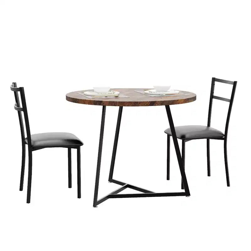 Set da Pranzo Rotondo per 2 Persone - Tavolo Salvaspazio e Sedie Imbottite, Set da Cucina Moderno per Piccoli Spazi