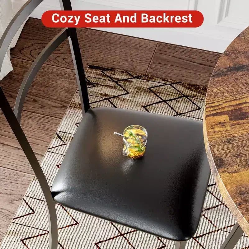 Set da Pranzo Rotondo per 2 Persone - Tavolo Salvaspazio e Sedie Imbottite, Set da Cucina Moderno per Piccoli Spazi