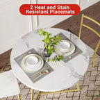 Set da Pranzo Rotondo per 2 Persone - Tavolo Salvaspazio e Sedie Imbottite, Set da Cucina Moderno per Piccoli Spazi