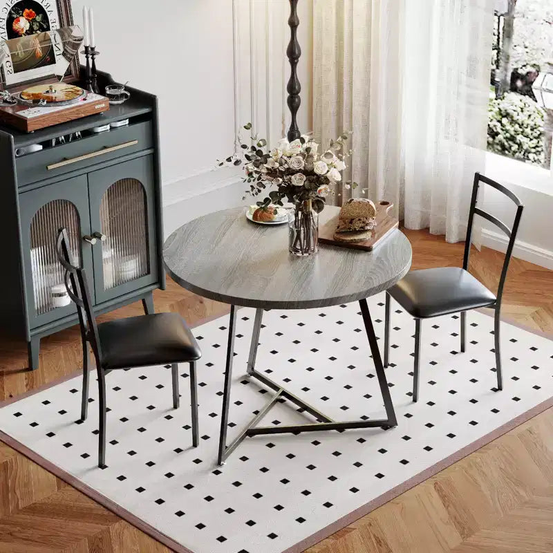 Set da Pranzo Rotondo per 2 Persone - Tavolo Salvaspazio e Sedie Imbottite, Set da Cucina Moderno per Piccoli Spazi