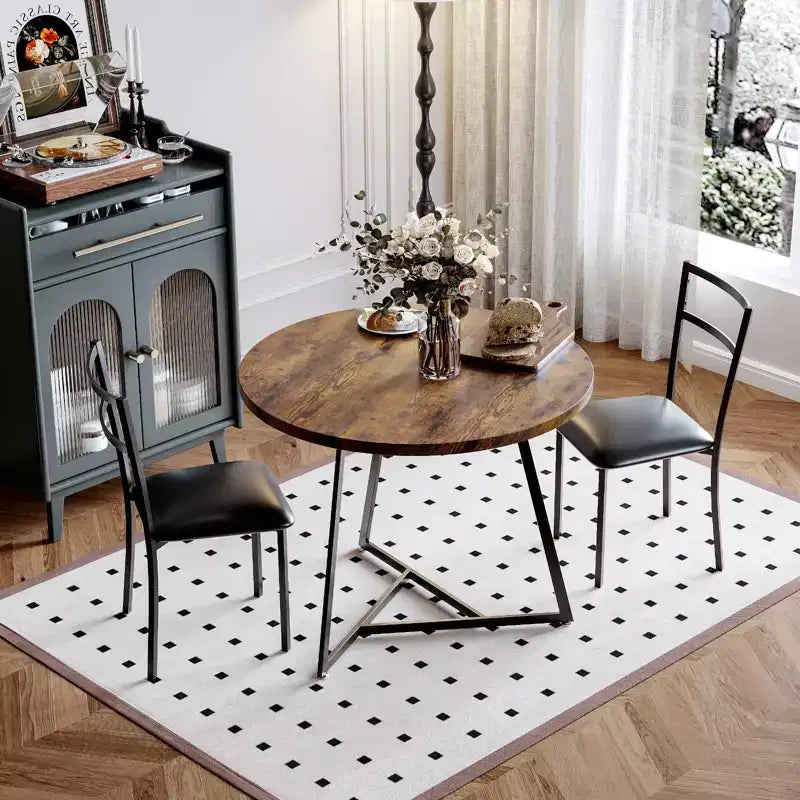 Set da Pranzo Rotondo per 2 Persone - Tavolo Salvaspazio e Sedie Imbottite, Set da Cucina Moderno per Piccoli Spazi