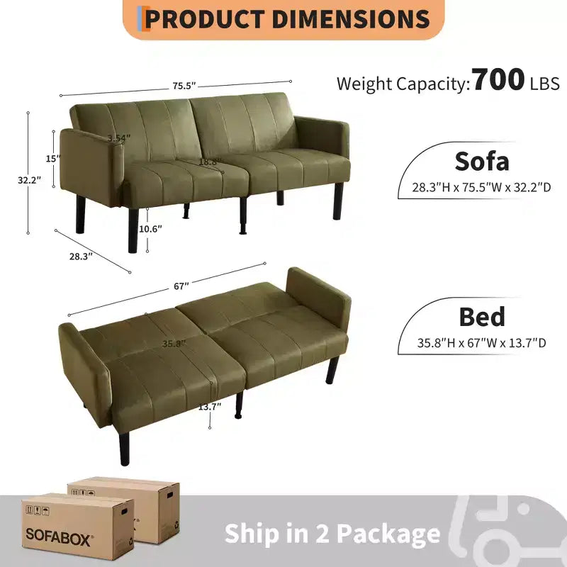 Divano Letto Futon - 2 Posti Regolabile a 3 Posizioni Convertibile, Capacità 317 kg, Tessuto Lino, Salvaspazio per Appartamenti