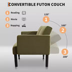 Divano Letto Futon - 2 Posti Regolabile a 3 Posizioni Convertibile, Capacità 317 kg, Tessuto Lino, Salvaspazio per Appartamenti
