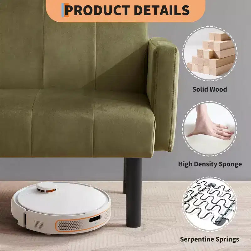Divano Letto Futon - 2 Posti Regolabile a 3 Posizioni Convertibile, Capacità 317 kg, Tessuto Lino, Salvaspazio per Appartamenti