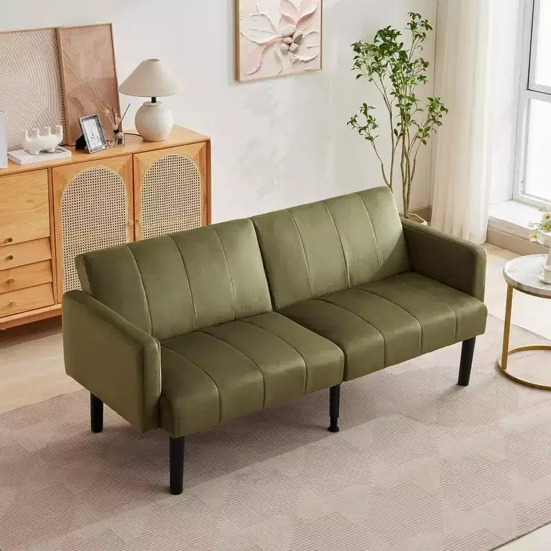 Divano Letto Futon - 2 Posti Regolabile a 3 Posizioni Convertibile, Capacità 317 kg, Tessuto Lino, Salvaspazio per Appartamenti