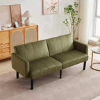Divano Letto Futon - 2 Posti Regolabile a 3 Posizioni Convertibile, Capacità 317 kg, Tessuto Lino, Salvaspazio per Appartamenti