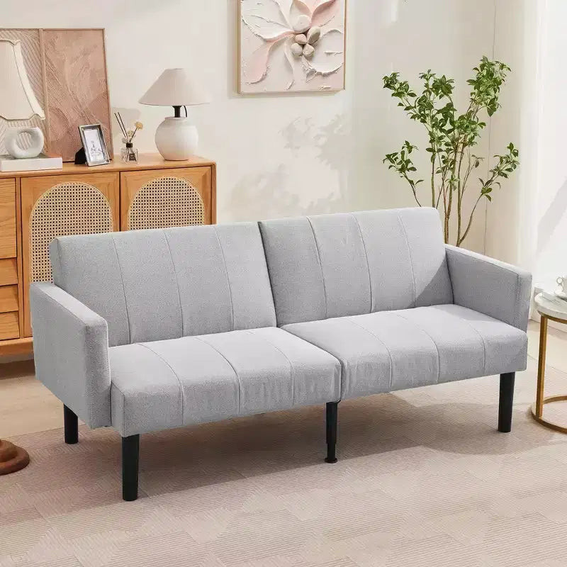 Divano Letto Futon - 2 Posti Regolabile a 3 Posizioni Convertibile, Capacità 317 kg, Tessuto Lino, Salvaspazio per Appartamenti