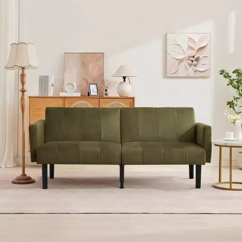Divano Letto Futon - 2 Posti Regolabile a 3 Posizioni Convertibile, Capacità 317 kg, Tessuto Lino, Salvaspazio per Appartamenti