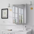 Mobiletto da bagno 26 x 20 con specchio, cornice in acciaio inossidabile, 2 ripiani regolabili, armadietto a muro per medicinali, rettangolare, da incasso, nero