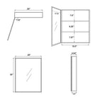 Mobiletto da bagno 26 x 20 con specchio, cornice in acciaio inossidabile, 2 ripiani regolabili, armadietto a muro per medicinali, rettangolare, da incasso, nero