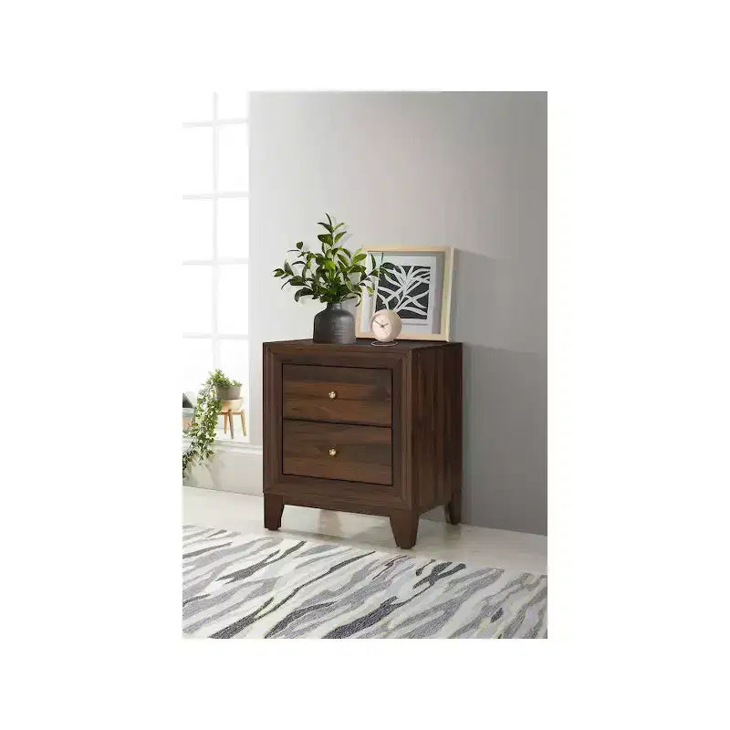 Comodino con 2 cassetti Welsley, noce