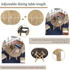 Set da pranzo da 5 pezzi in stile rustico, tavolo da pranzo rotondo allungabile in legno e 4 sedie imbottite