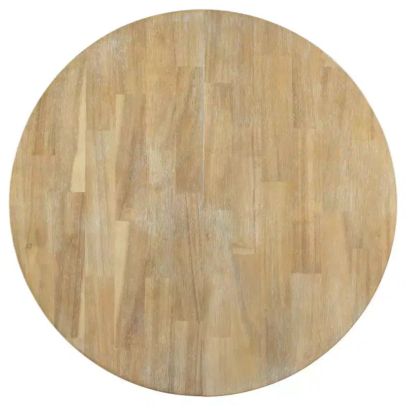 Set da pranzo da 5 pezzi in stile rustico, tavolo da pranzo rotondo allungabile in legno e 4 sedie imbottite