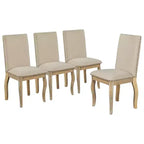 Set da pranzo da 5 pezzi in stile rustico, tavolo da pranzo rotondo allungabile in legno e 4 sedie imbottite
