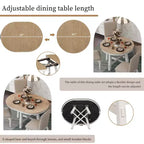 Set da pranzo da 5 pezzi in stile rustico, tavolo da pranzo rotondo allungabile in legno e 4 sedie imbottite