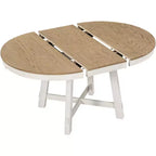 Set da pranzo da 5 pezzi in stile rustico, tavolo da pranzo rotondo allungabile in legno e 4 sedie imbottite