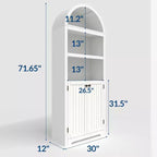 Armadietto ad arco alto 72", libreria ad arco a 5 ripiani con doppie ante e ripiano regolabile, libreria in legno con contenitore per ufficio domestico