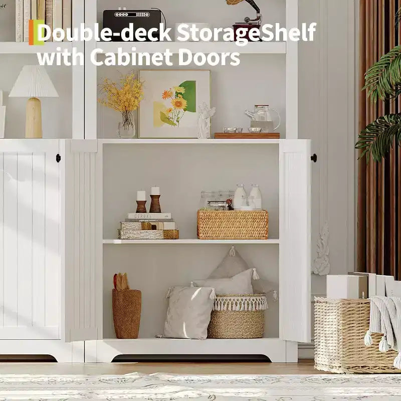 Armadietto ad arco alto 72", libreria ad arco a 5 ripiani con doppie ante e ripiano regolabile, libreria in legno con contenitore per ufficio domestico