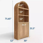 Armadietto ad arco alto 72", libreria ad arco a 5 ripiani con doppie ante e ripiano regolabile, libreria in legno con contenitore per ufficio domestico