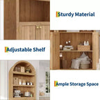 Armadietto ad arco alto 72", libreria ad arco a 5 ripiani con doppie ante e ripiano regolabile, libreria in legno con contenitore per ufficio domestico