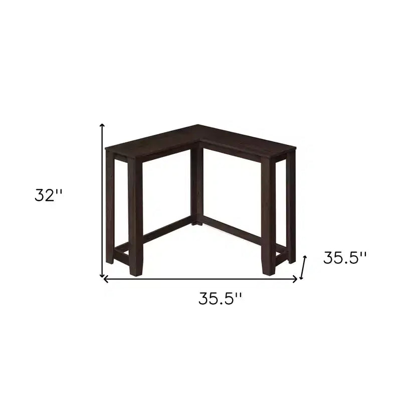 Console da angolo 36" in legno massello colore espresso con finitura anticata