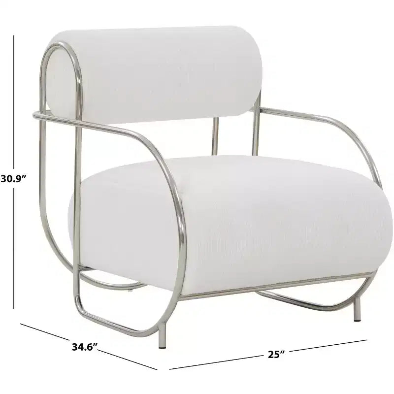 Poltrona accent Bethann con struttura in metallo, SFV5130, Bianco/Argento