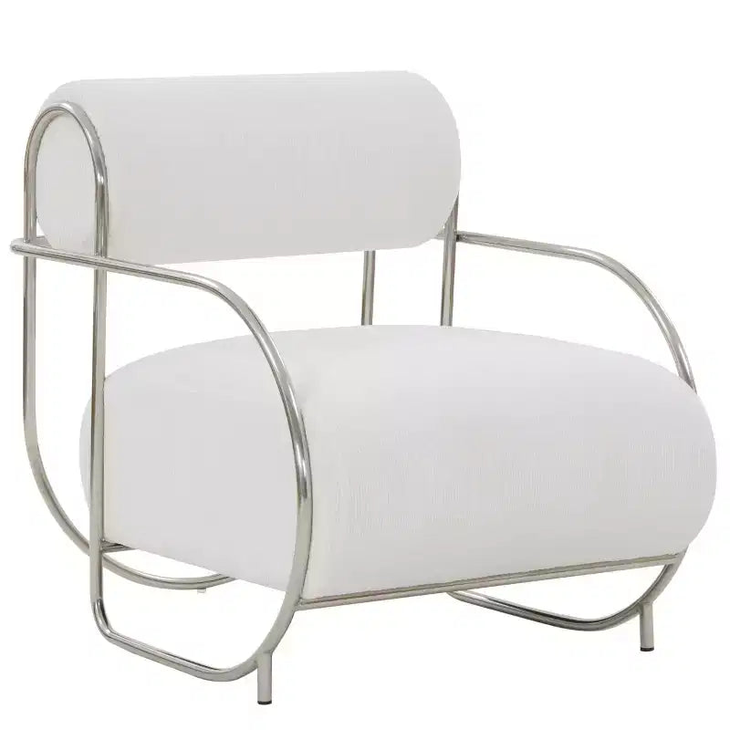Poltrona accent Bethann con struttura in metallo, SFV5130, Bianco/Argento