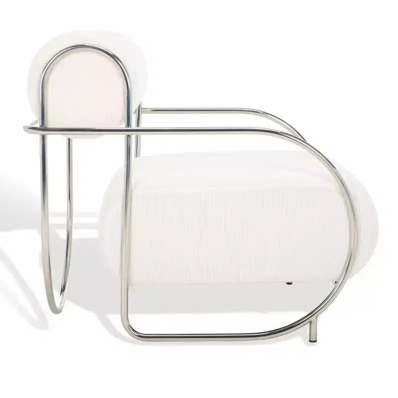 Poltrona accent Bethann con struttura in metallo, SFV5130, Bianco/Argento