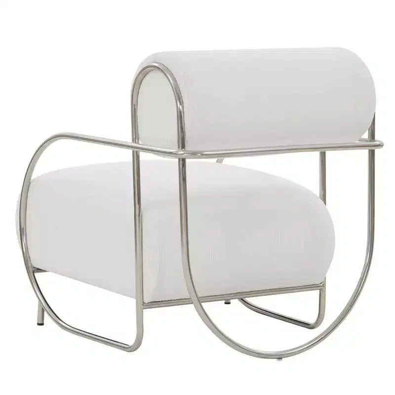 Poltrona accent Bethann con struttura in metallo, SFV5130, Bianco/Argento