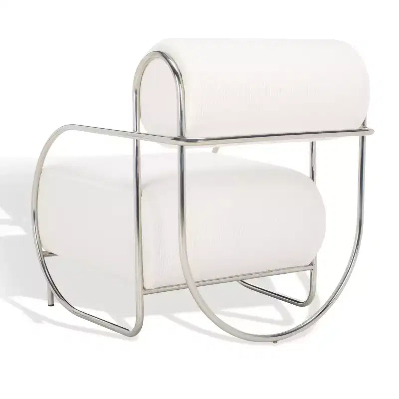 Poltrona accent Bethann con struttura in metallo, SFV5130, Bianco/Argento