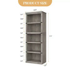 Scaffale a 5 ripiani, Libreria in stile rustico, Scaffale alto con contenitore, Librerie in legno per soggiorno