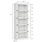 Scaffale a 5 ripiani, Libreria in stile rustico, Scaffale alto con contenitore, Librerie in legno per soggiorno