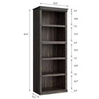 Scaffale a 5 ripiani, Libreria in stile rustico, Scaffale alto con contenitore, Librerie in legno per soggiorno