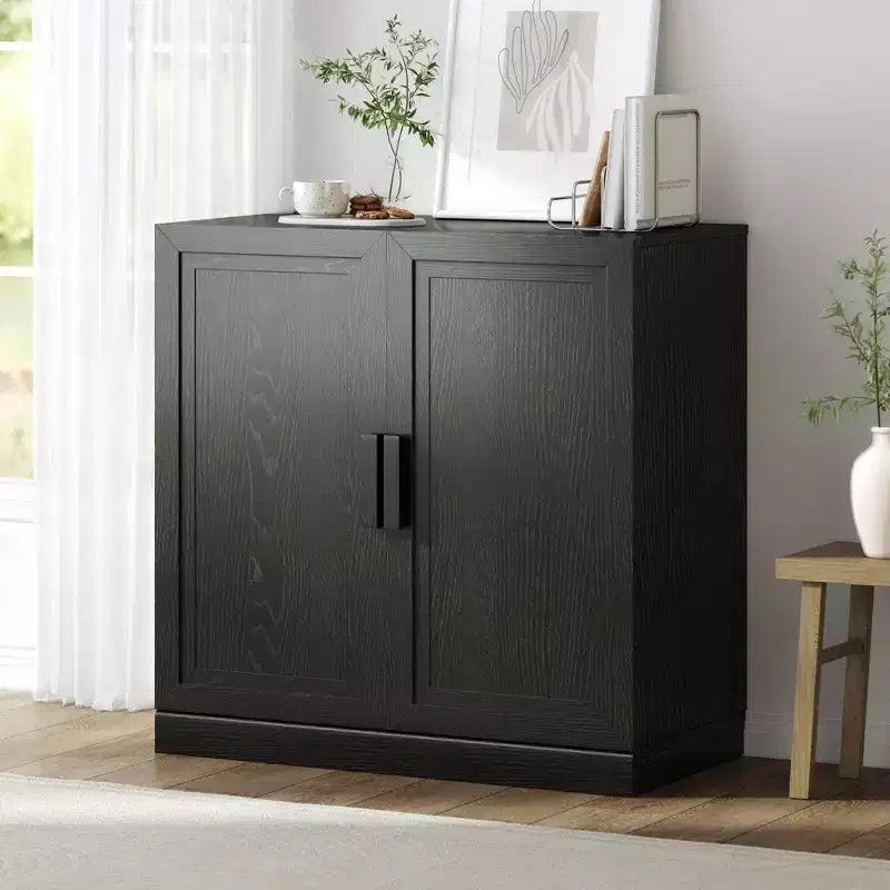 Mobiletto contenitore a colonna, Mobiletto decorativo in legno per casa, ufficio, piccoli spazi, Nero, 31x31x16 pollici