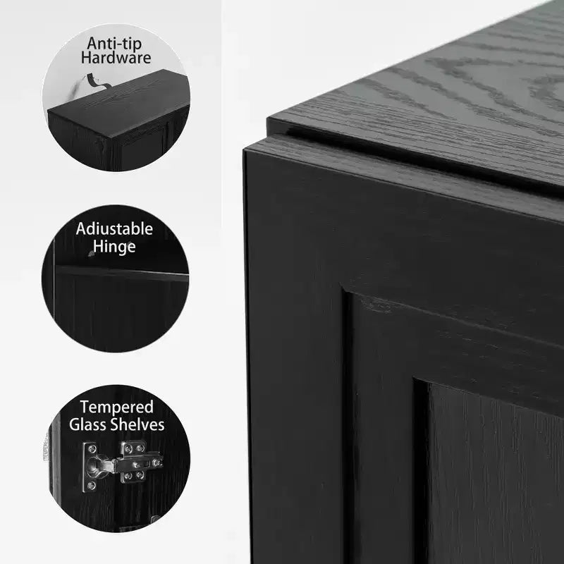 Mobiletto contenitore a colonna, Mobiletto decorativo in legno per casa, ufficio, piccoli spazi, Nero, 31x31x16 pollici
