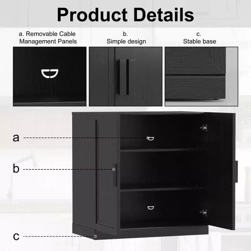 Mobiletto contenitore a colonna, Mobiletto decorativo in legno per casa, ufficio, piccoli spazi, Nero, 31x31x16 pollici