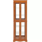 Vetrinetta illuminata con struttura in legno - Elegante mobiletto in vetro per vino, giocattoli e oggetti da collezione - Perfetto per soggiorno, cucina - ROVERE