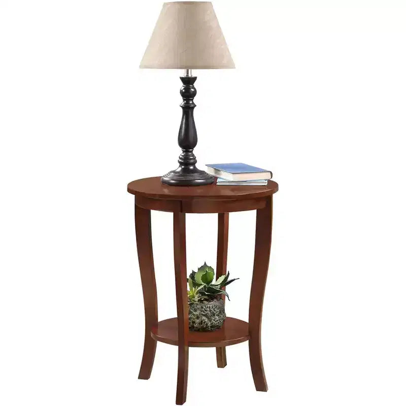 Tavolino Belmont Mid-Century Modern con ripiano a più livelli e design elegante per lampade, libri e accessori