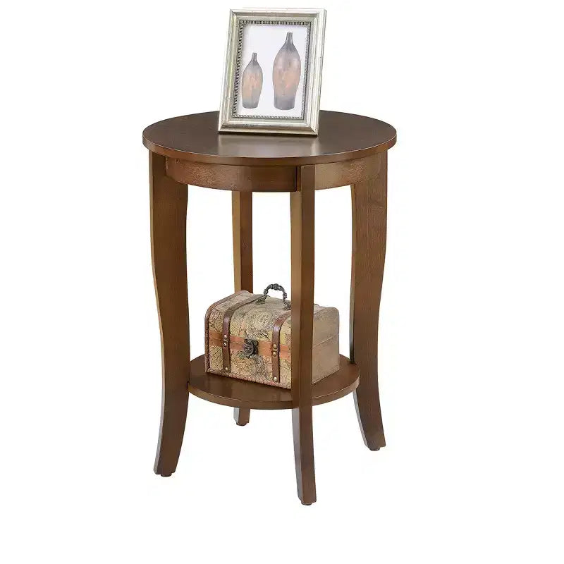 Tavolino Belmont Mid-Century Modern con ripiano a più livelli e design elegante per lampade, libri e accessori