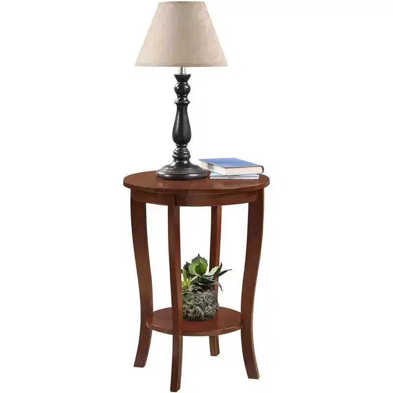 Tavolino Belmont Mid-Century Modern con ripiano a più livelli e design elegante per lampade, libri e accessori