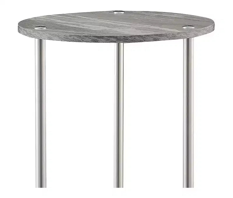 Tavolino con ripiani a due livelli Belmont con gambe in acciaio inossidabile, ripiani in robusto truciolare e stile moderno contemporaneo