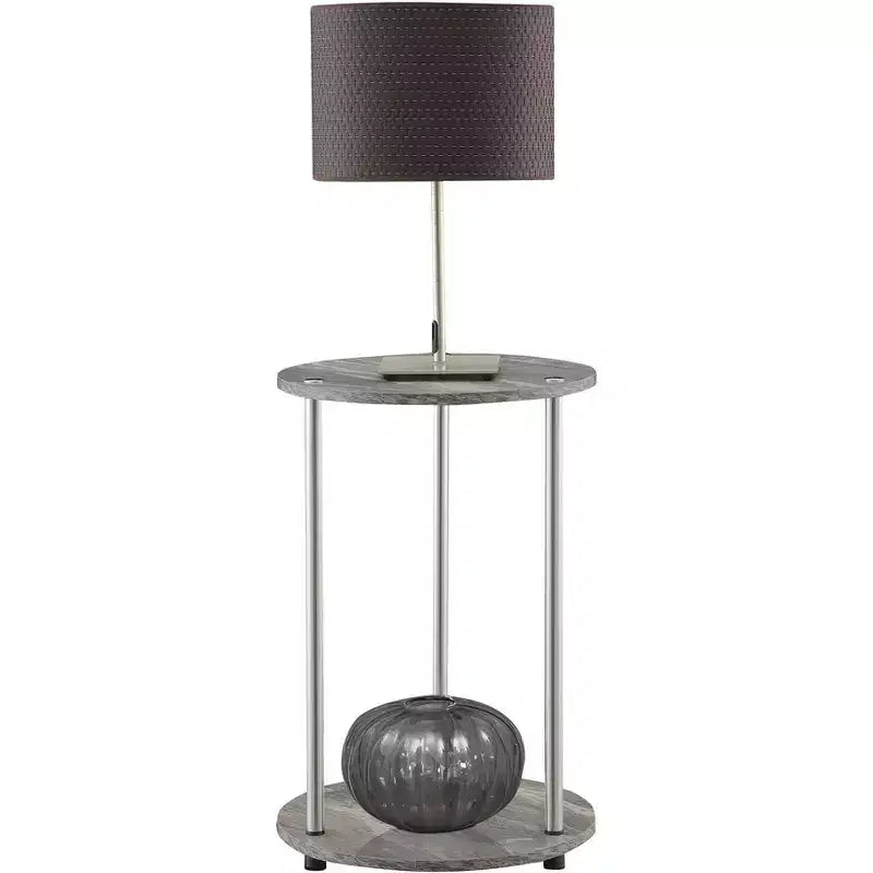 Tavolino con ripiani a due livelli Belmont con gambe in acciaio inossidabile, ripiani in robusto truciolare e stile moderno contemporaneo