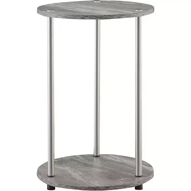 Tavolino con ripiani a due livelli Belmont con gambe in acciaio inossidabile, ripiani in robusto truciolare e stile moderno contemporaneo