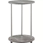 Tavolino con ripiani a due livelli Belmont con gambe in acciaio inossidabile, ripiani in robusto truciolare e stile moderno contemporaneo