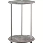 Tavolino con ripiani a due livelli Belmont con gambe in acciaio inossidabile, ripiani in robusto truciolare e stile moderno contemporaneo