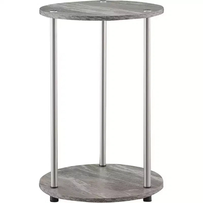 Tavolino con ripiani a due livelli Belmont con gambe in acciaio inossidabile, ripiani in robusto truciolare e stile moderno contemporaneo